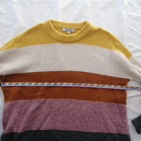 Madewell Crofton Wool and Alpaca Blend Stripe Textured Knit Sweater Oversize XXS - Picture 14 of 16